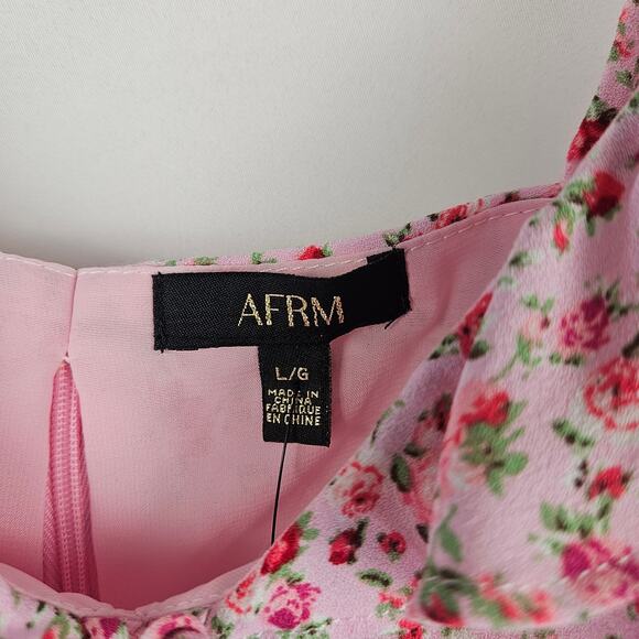 NWT AFRM Sienna Pastel Pink Floral Ruffle Cap Sleeve Adjustable Strap Crop Top L - Picture 8 of 12